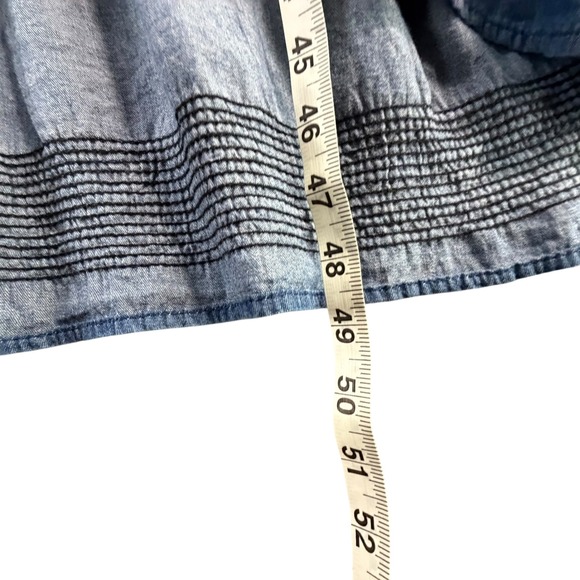 Red + Olive Denim Shirt Dress Women M Blue Belted Embroidered Hi Lo Boho Western - Picture 7 of 14